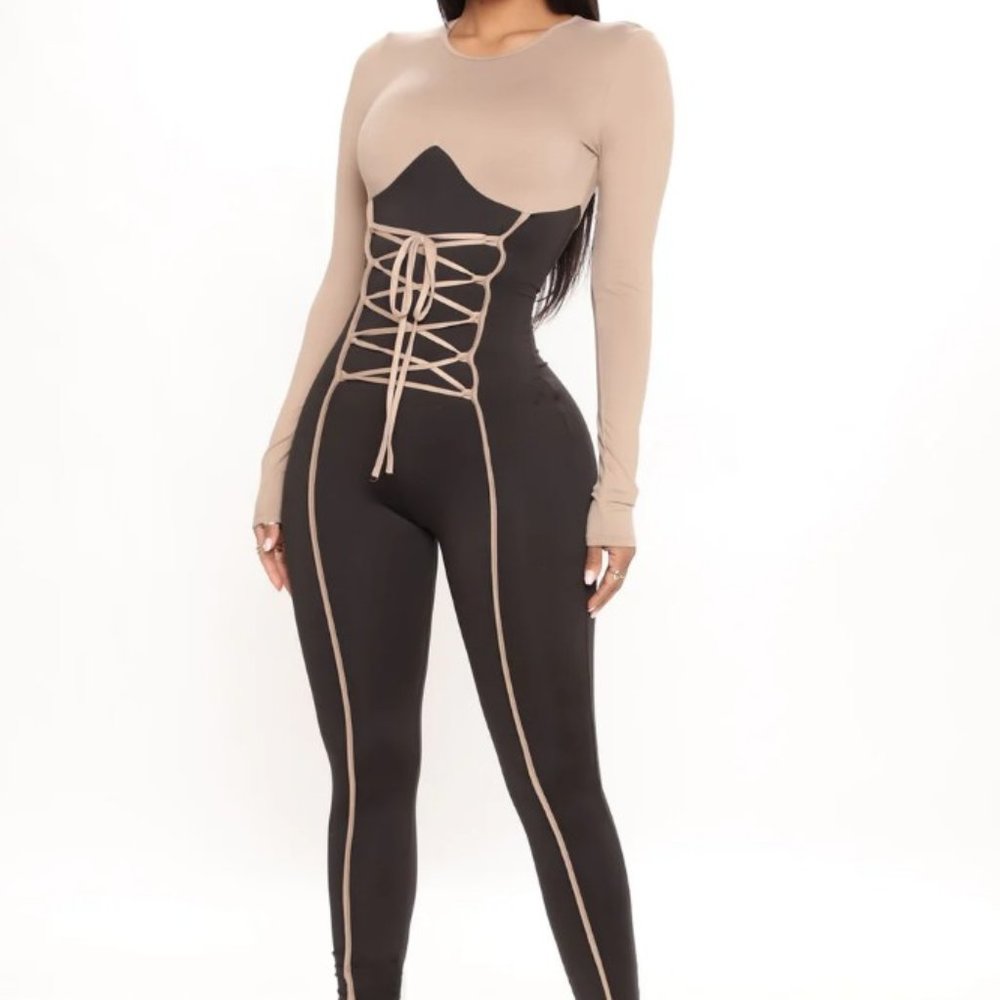 Black lace up jumpsuit